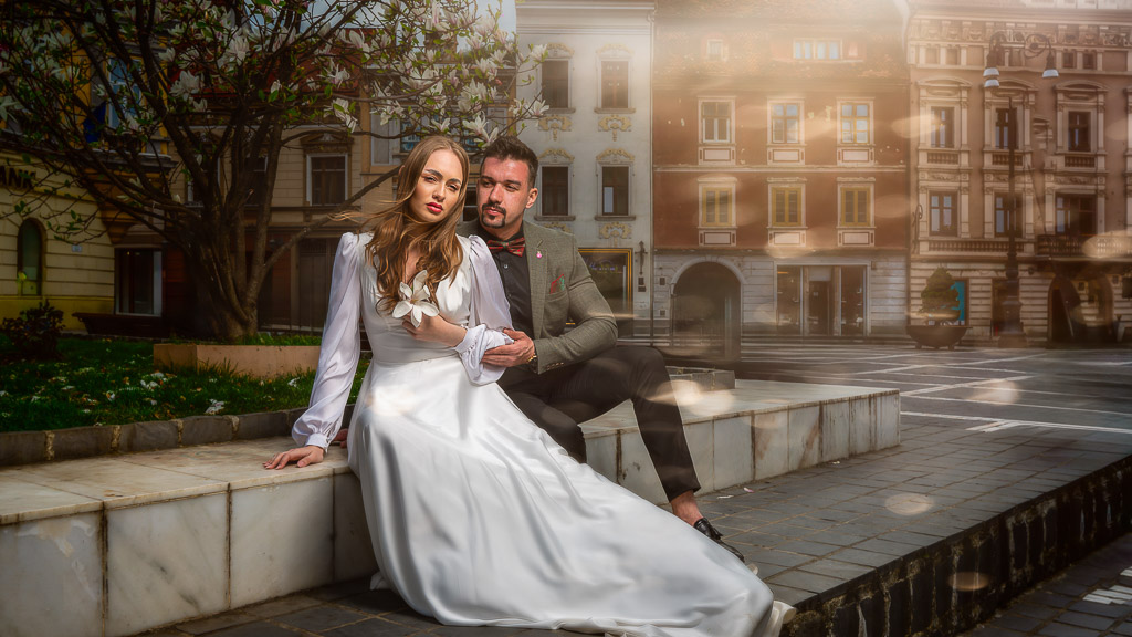 Sedinte foto Trash the Dress Bucuresti — miri langa un pom inflorit, fotograf Stochian Madalin